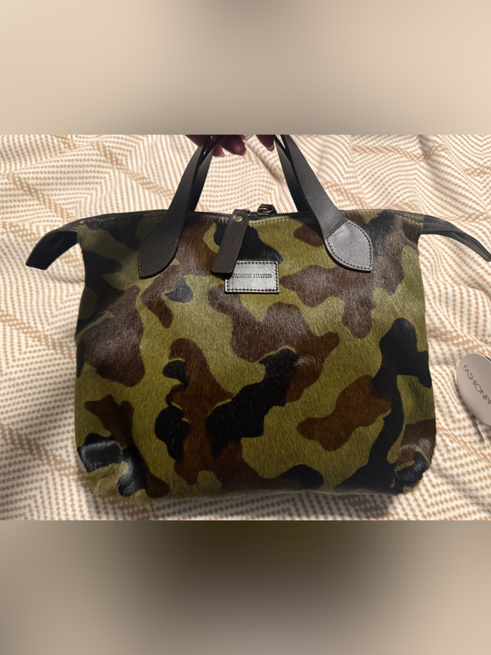 Parker Thatch Camo Satchel Bag with Leather Trim